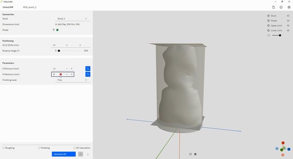 OrthoCAM: Posizioni il pezzo e scegli la finitura